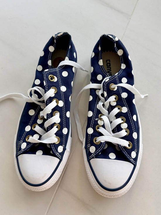Converse Shoes - Brand new Converse Navy and White Polka Dot Low Top Sneakers